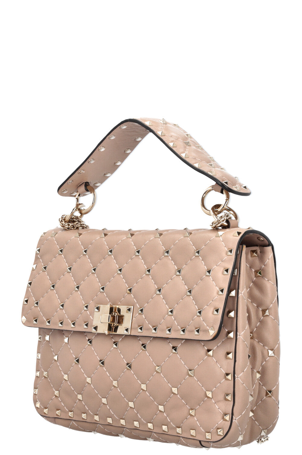 VALENTINO Rockstud Spike Medium Top Handle Bag Nude