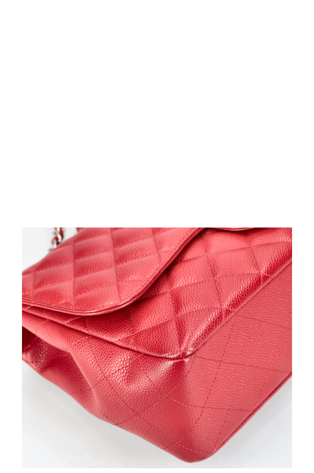 CHANEL Single Flap Bag Large Caviar Red