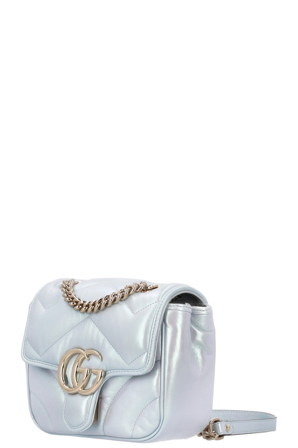 GUCCI GG Marmont Mini Shoulder Bag Blue Iridescent