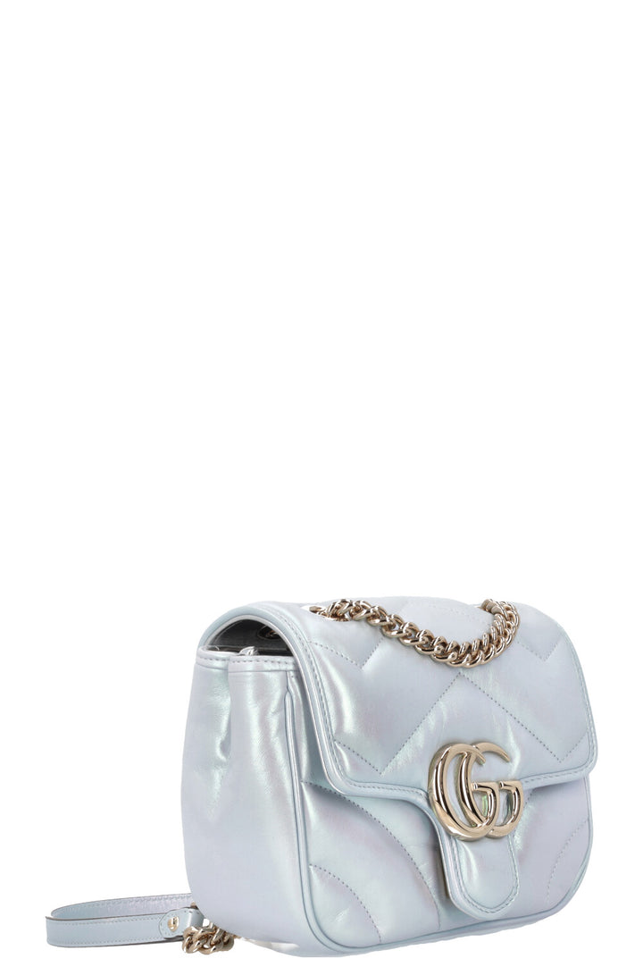 GUCCI GG Marmont Mini Shoulder Bag Blue Iridescent