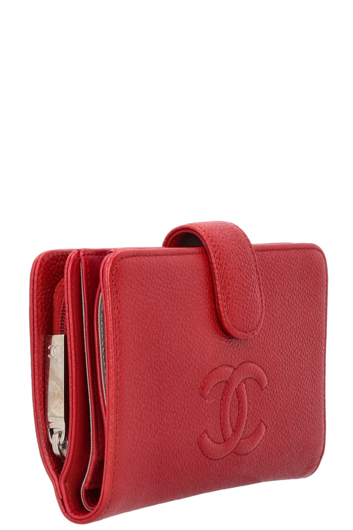 CHANEL Wallet Caviar Red