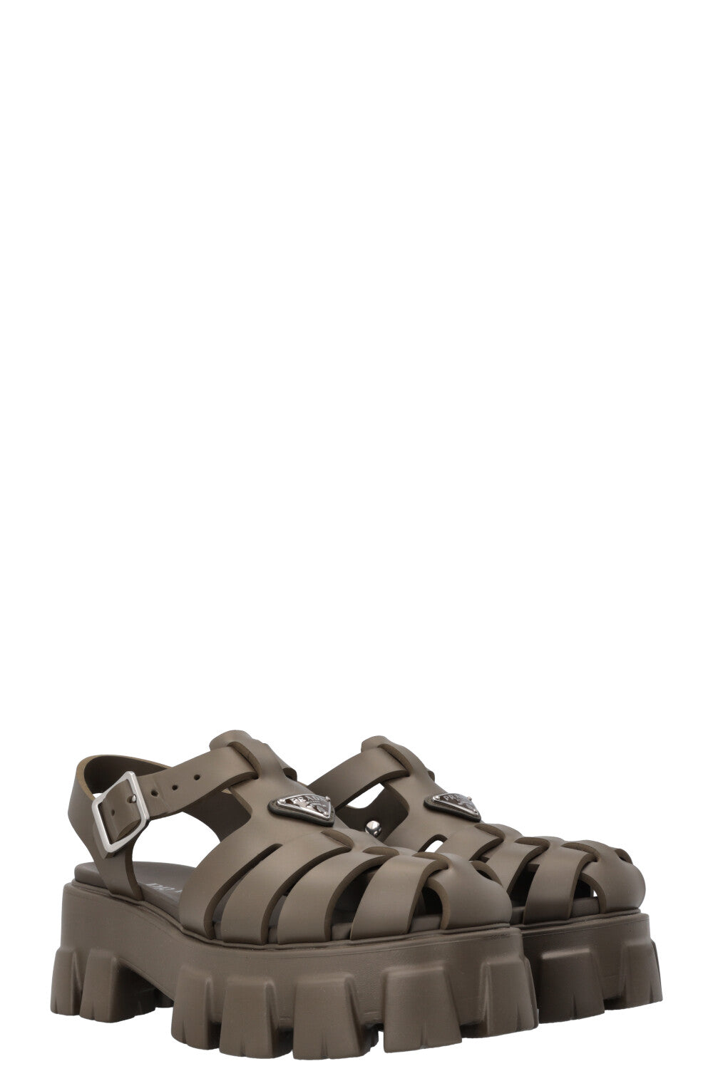 PRADA Monolith Rubber Sandals Khaki