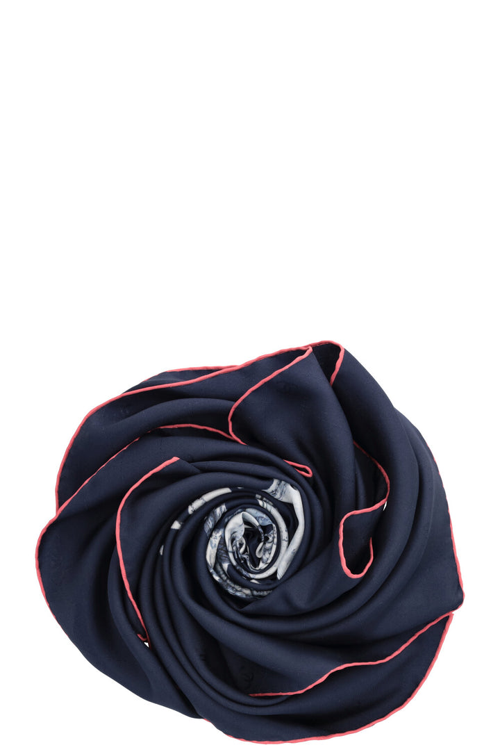 CHANEL CC Scarf Silk Navy