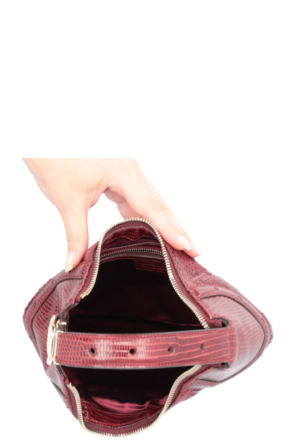 GUCCI Sequin Lizard Handbag Mini Bordeaux