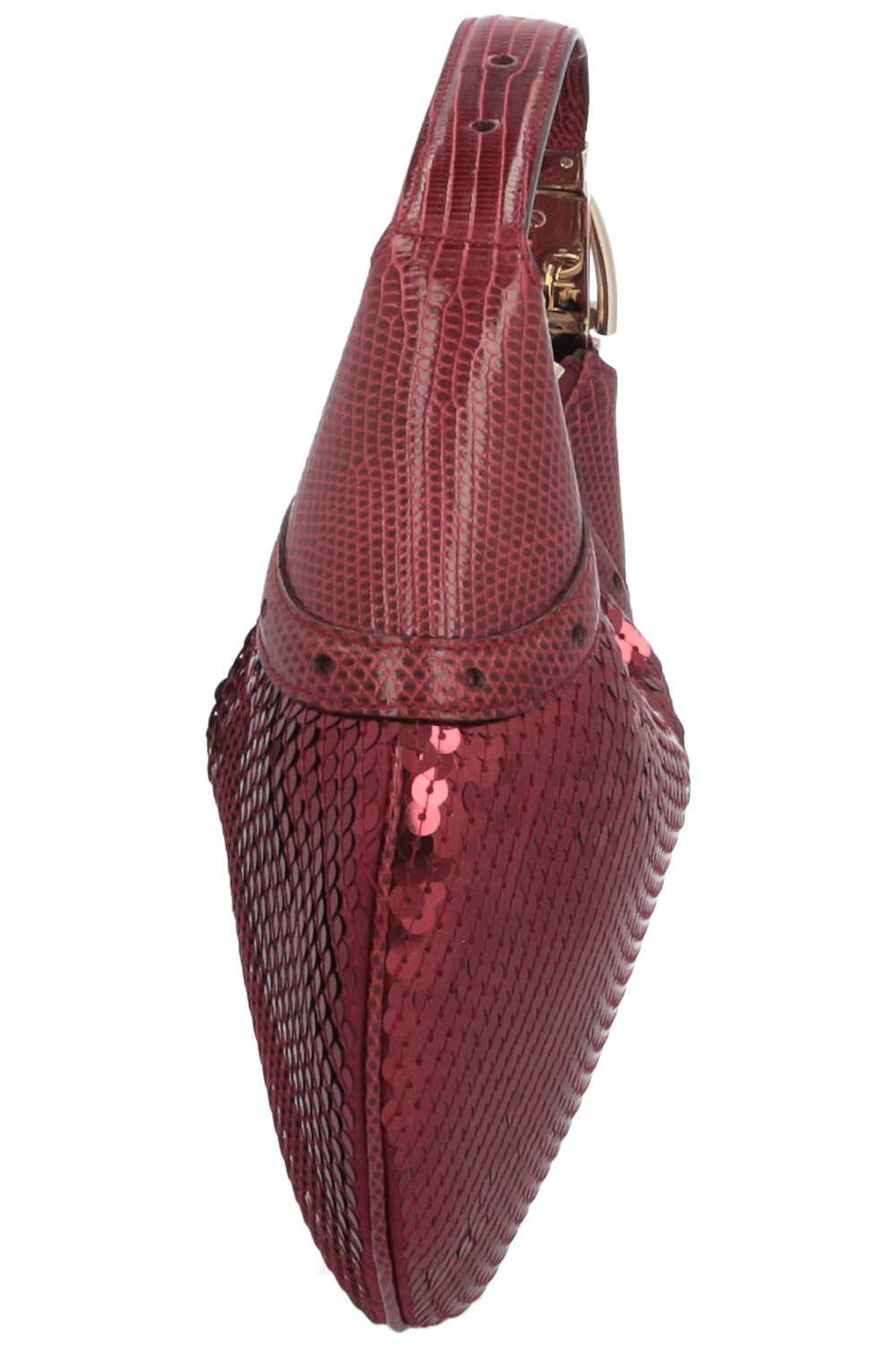 GUCCI Sequin Lizard Handbag Mini Bordeaux