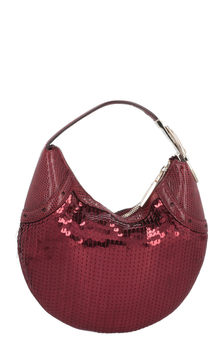 GUCCI Sac à main Lézard à sequins Mini Bordeaux