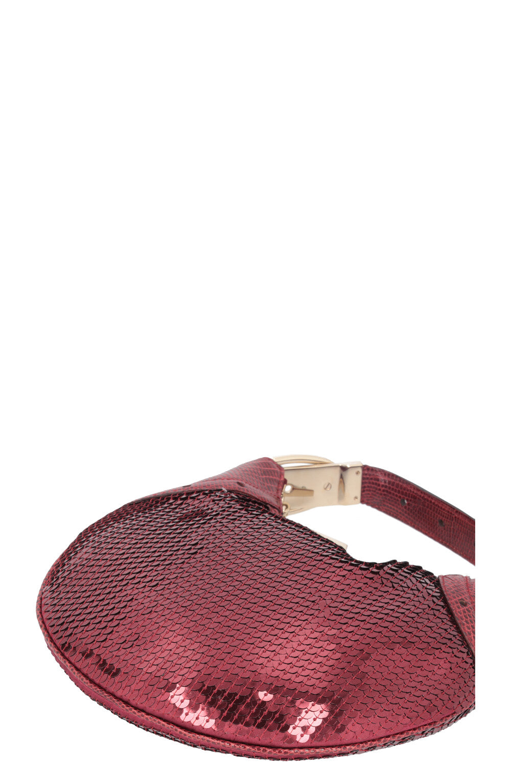 GUCCI Sac à main Lézard à sequins Mini Bordeaux