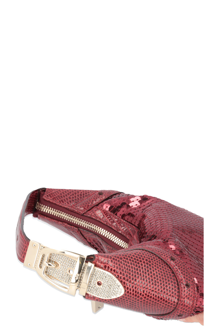 GUCCI Sequin Lizard Handbag Mini Bordeaux