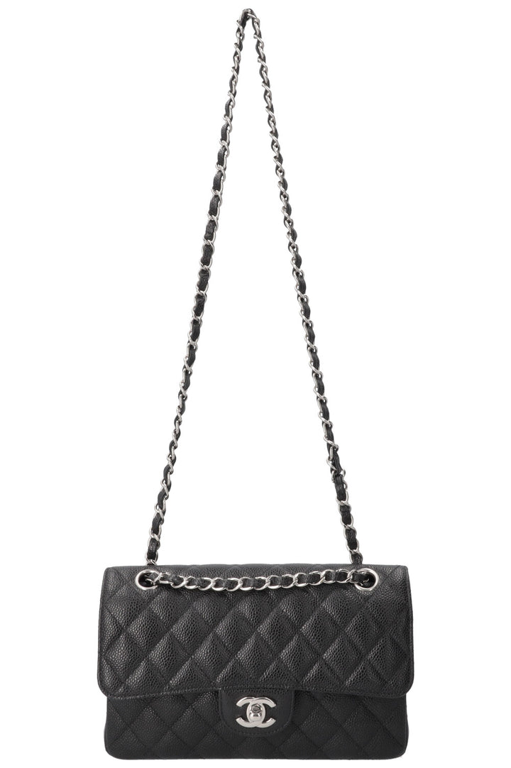 CHANEL Petit Sac Double Rabat Caviar Noir