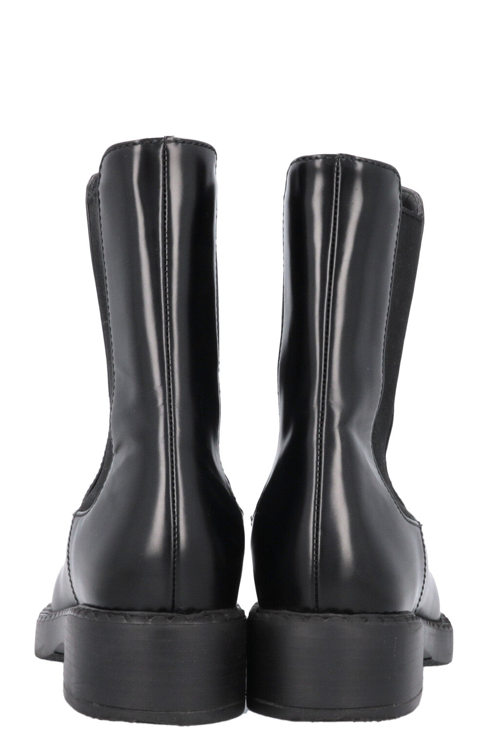 PRADA Triangle Logo Chelsea Boots Black Leather