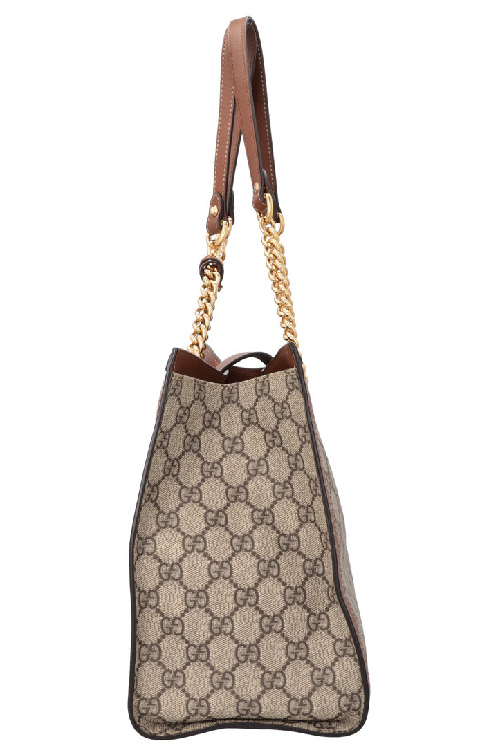 GUCCI GG Supreme Padlock Tote Bag Brown