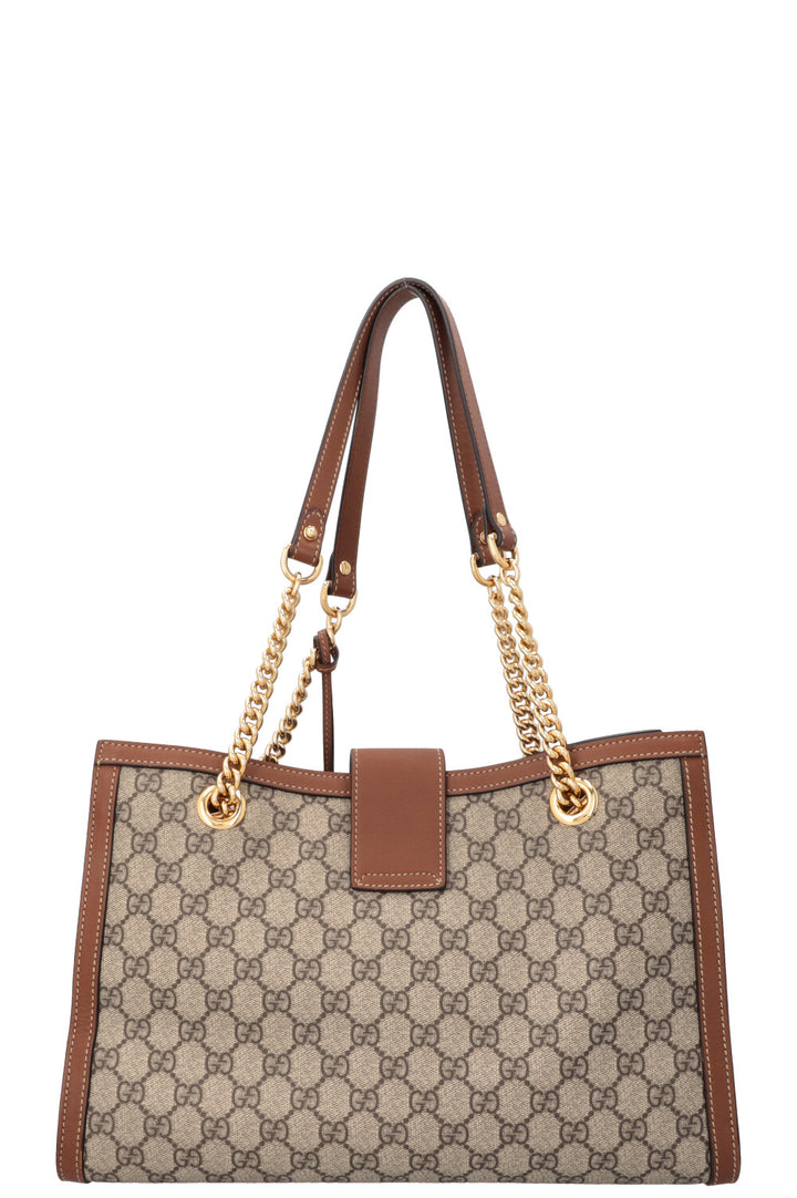 GUCCI GG Supreme Padlock Tote Bag Brown