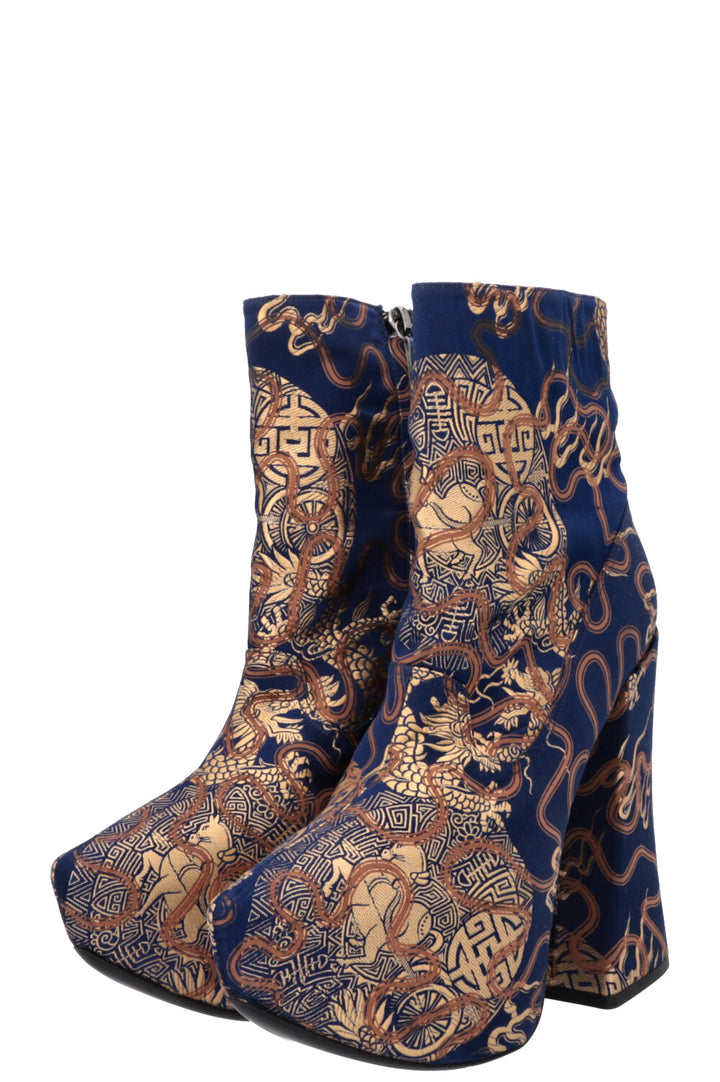 VIVIENNE WESTWOOD Save The Rainforest Brocade Platform Heels Blue