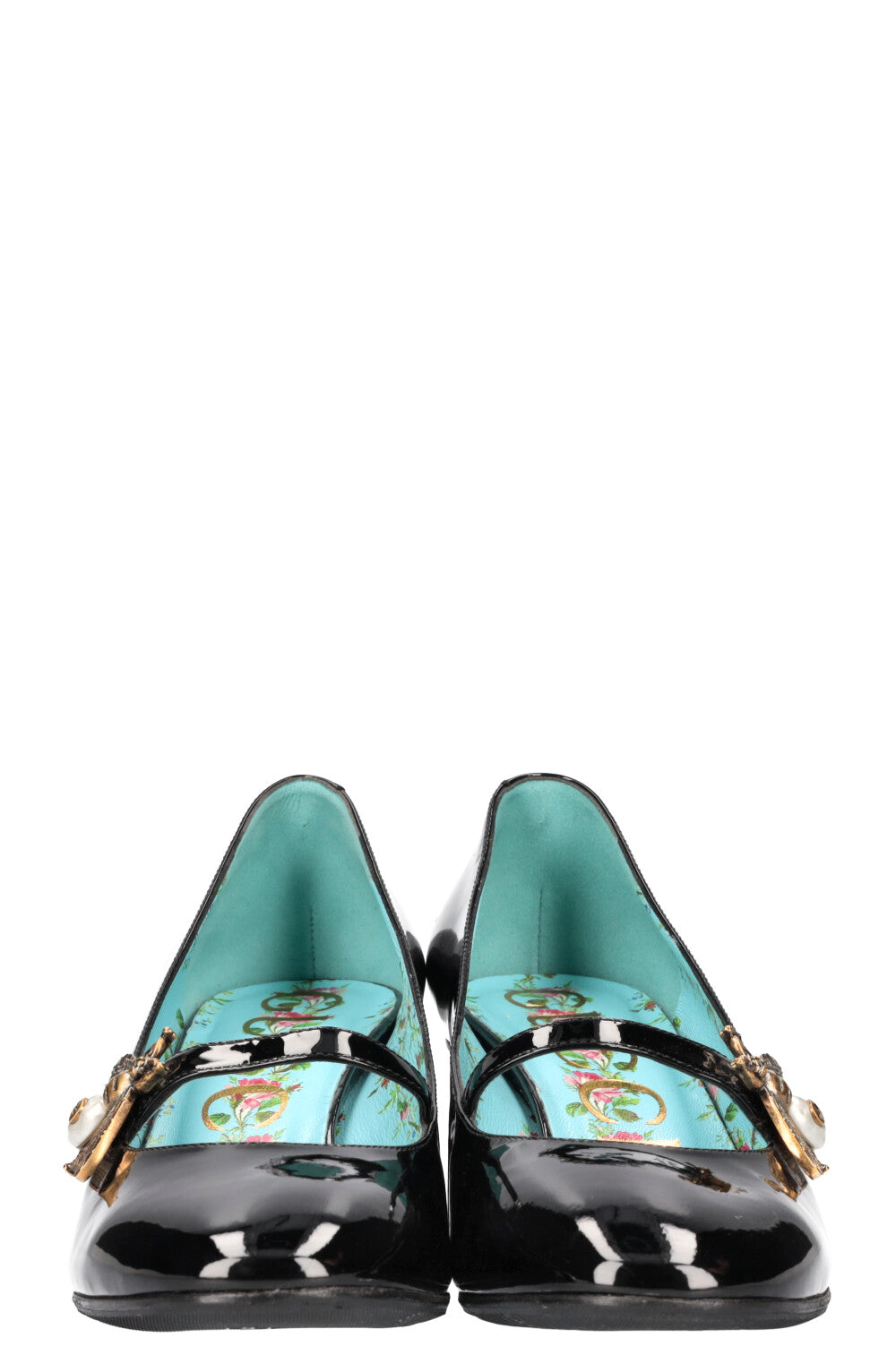 GUCCI Bee Mary Janes Heels Patent Black REAWAKE