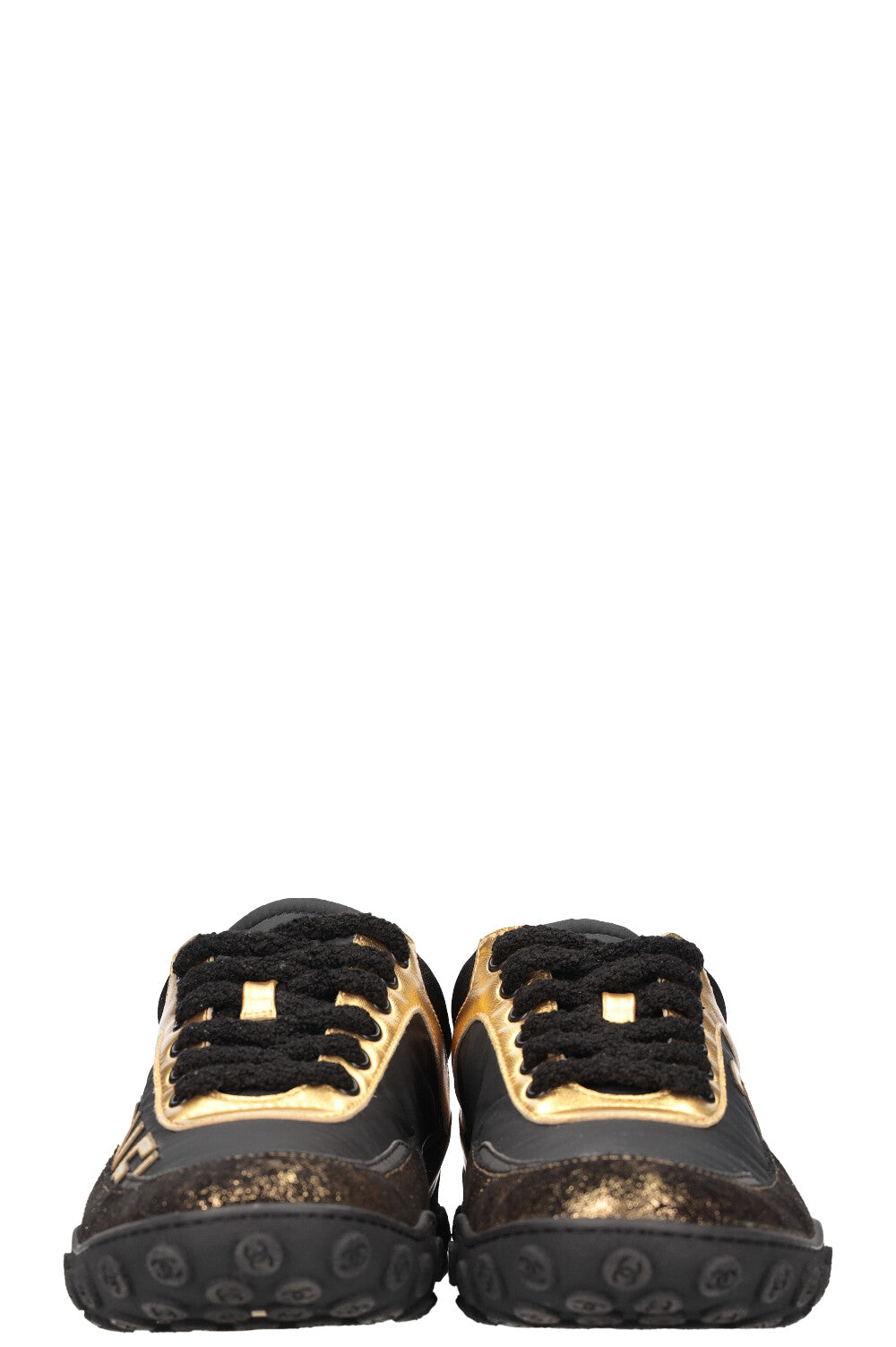 CHANEL Sneakers Black Gold Metallic 19A REAWAKE