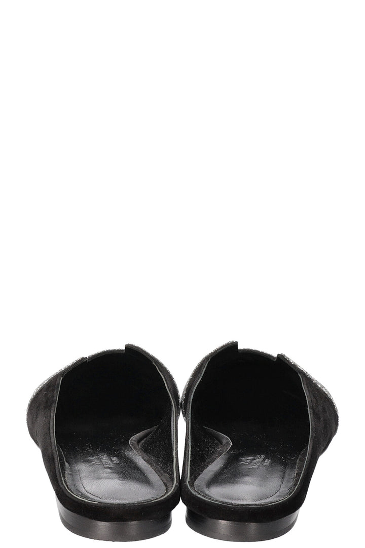 HERMÈS Roxane Mules Daim Noir