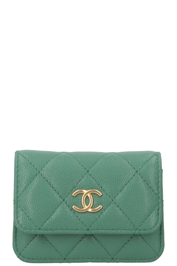 CHANEL Mini Charm Crossbody Bag Caviar Green