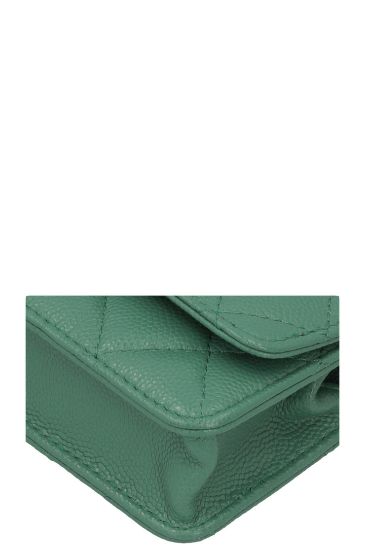 CHANEL Mini Charm Sac bandoulière Vert Caviar