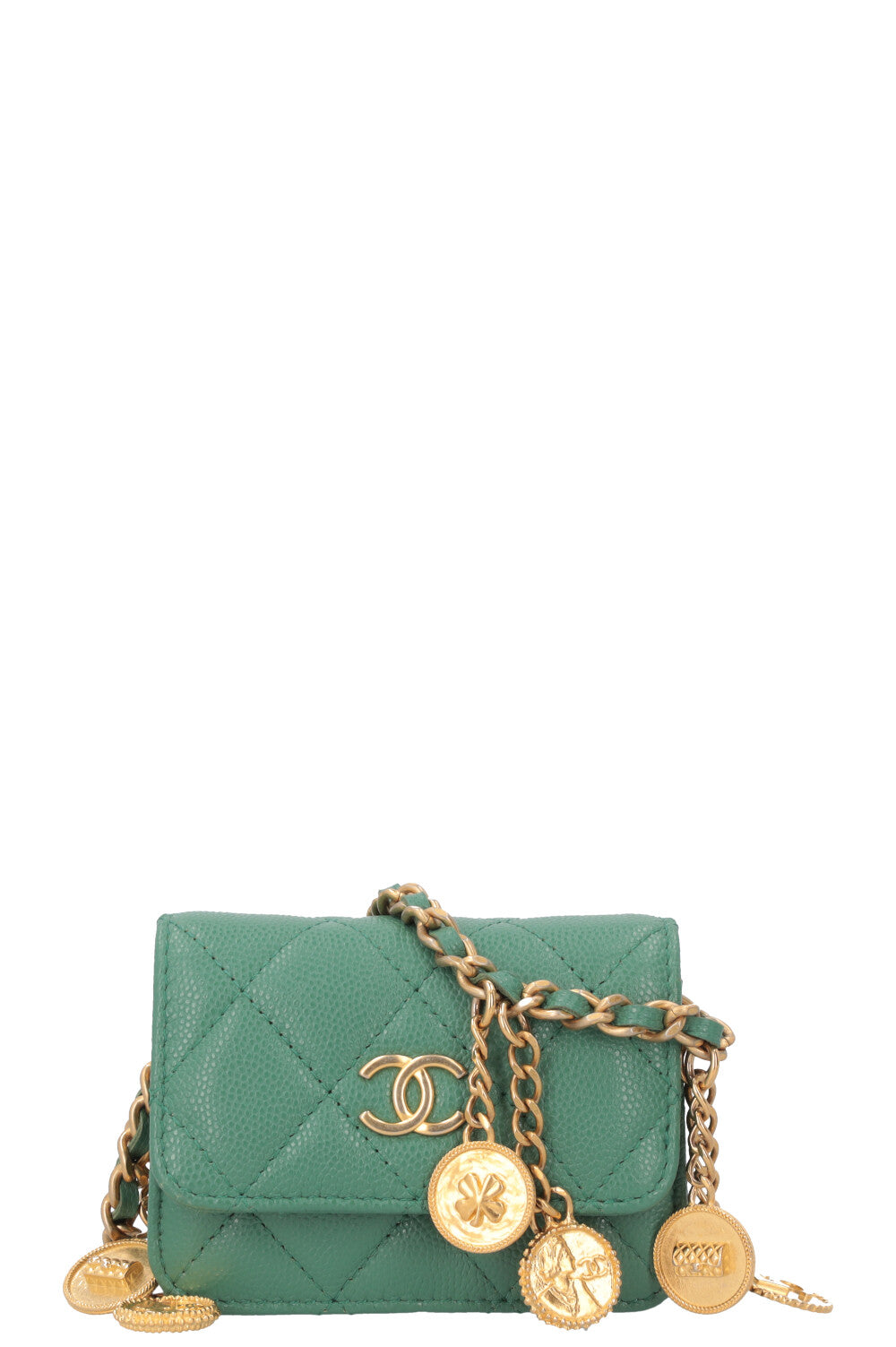 CHANEL Mini Charm Sac bandoulière Vert Caviar