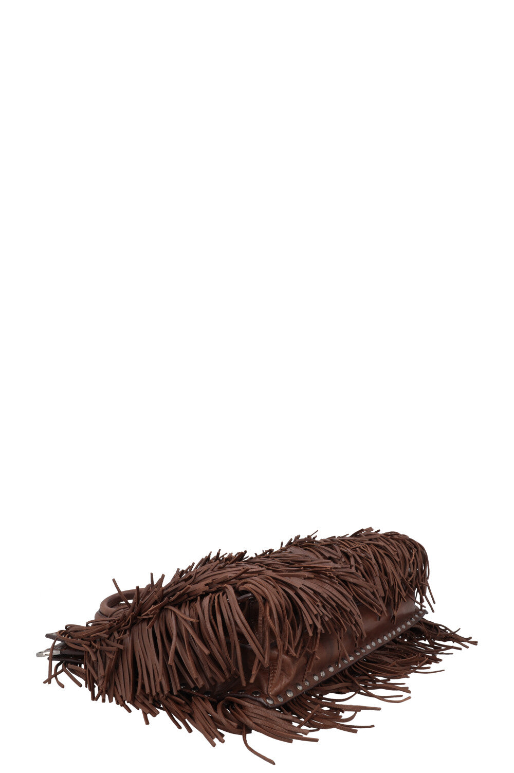 PRADA Fringed Noce Tote Bag Brown