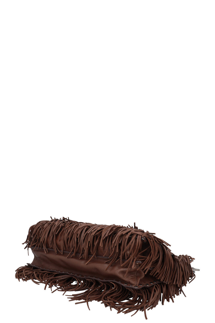 PRADA Fringed Noce Tote Bag Brown