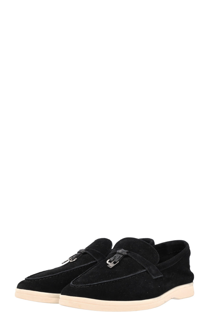 LORO PIANA Summer Walk Flats Suede Black