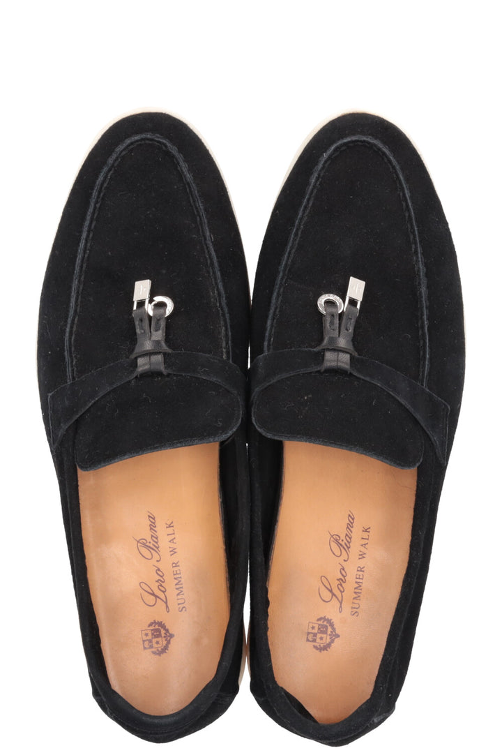 LORO PIANA Summer Walk Flats Suede Black