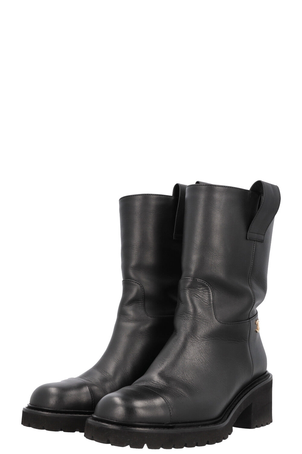 CHANEL CC Bottes Cuir Noir