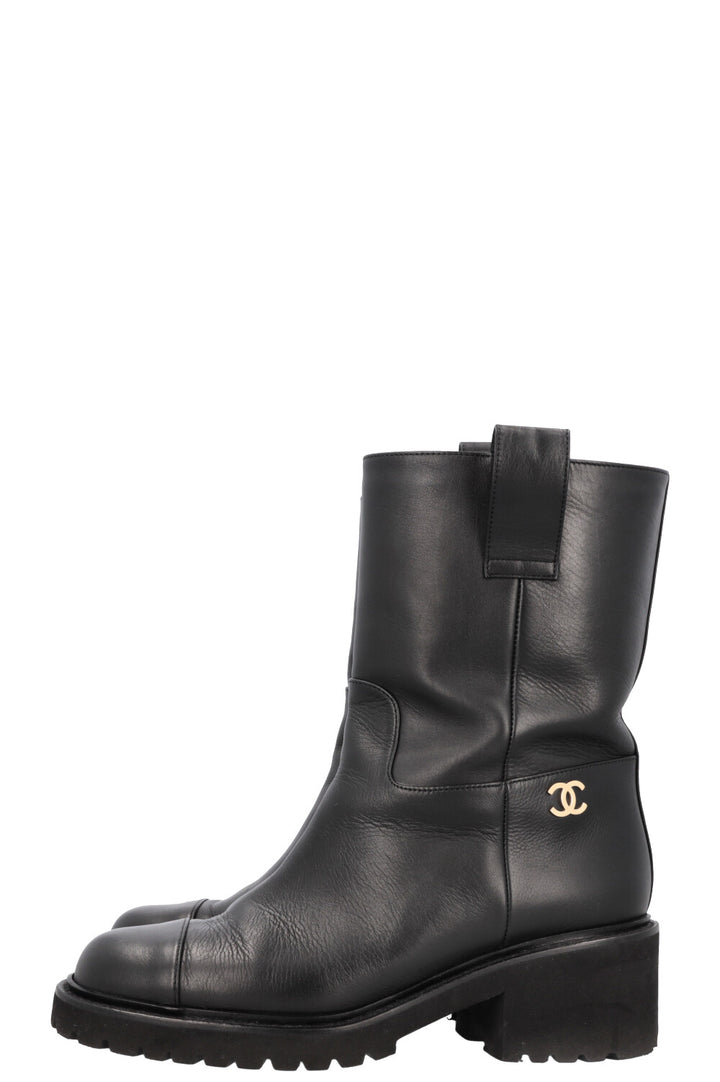 CHANEL CC Bottes Cuir Noir