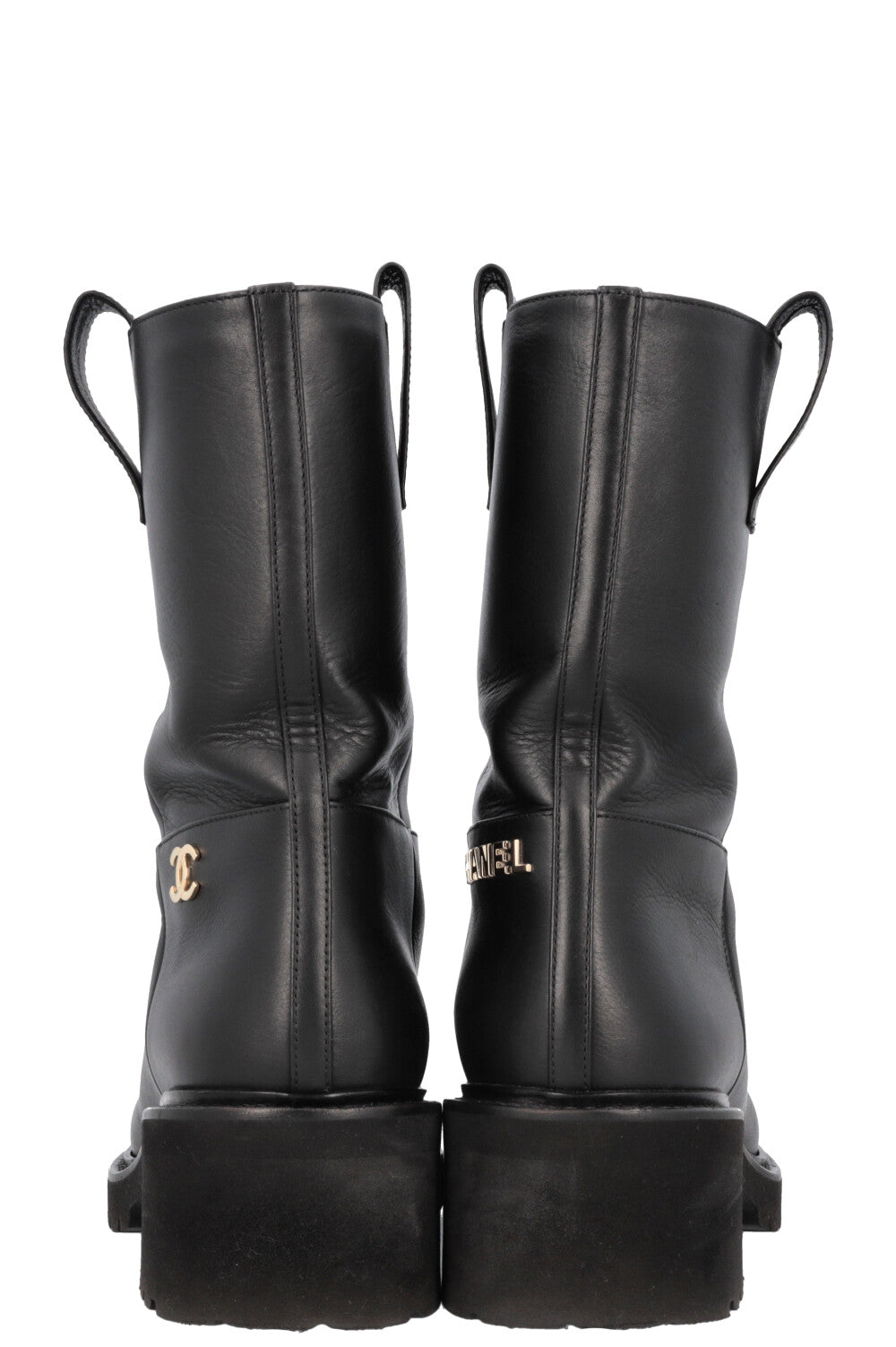 CHANEL CC Boots Leather Black