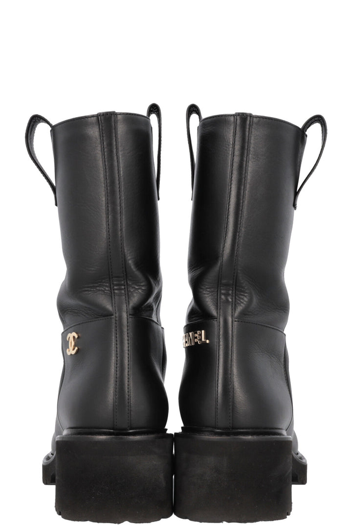 CHANEL CC Boots Leather Black