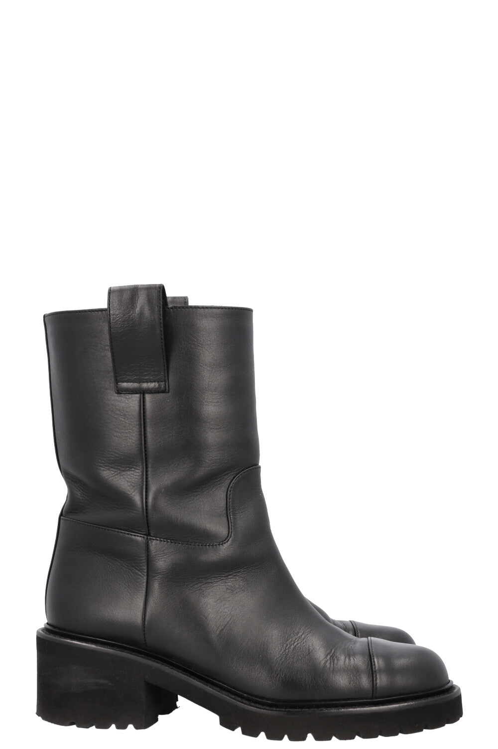 CHANEL CC Boots Leather Black