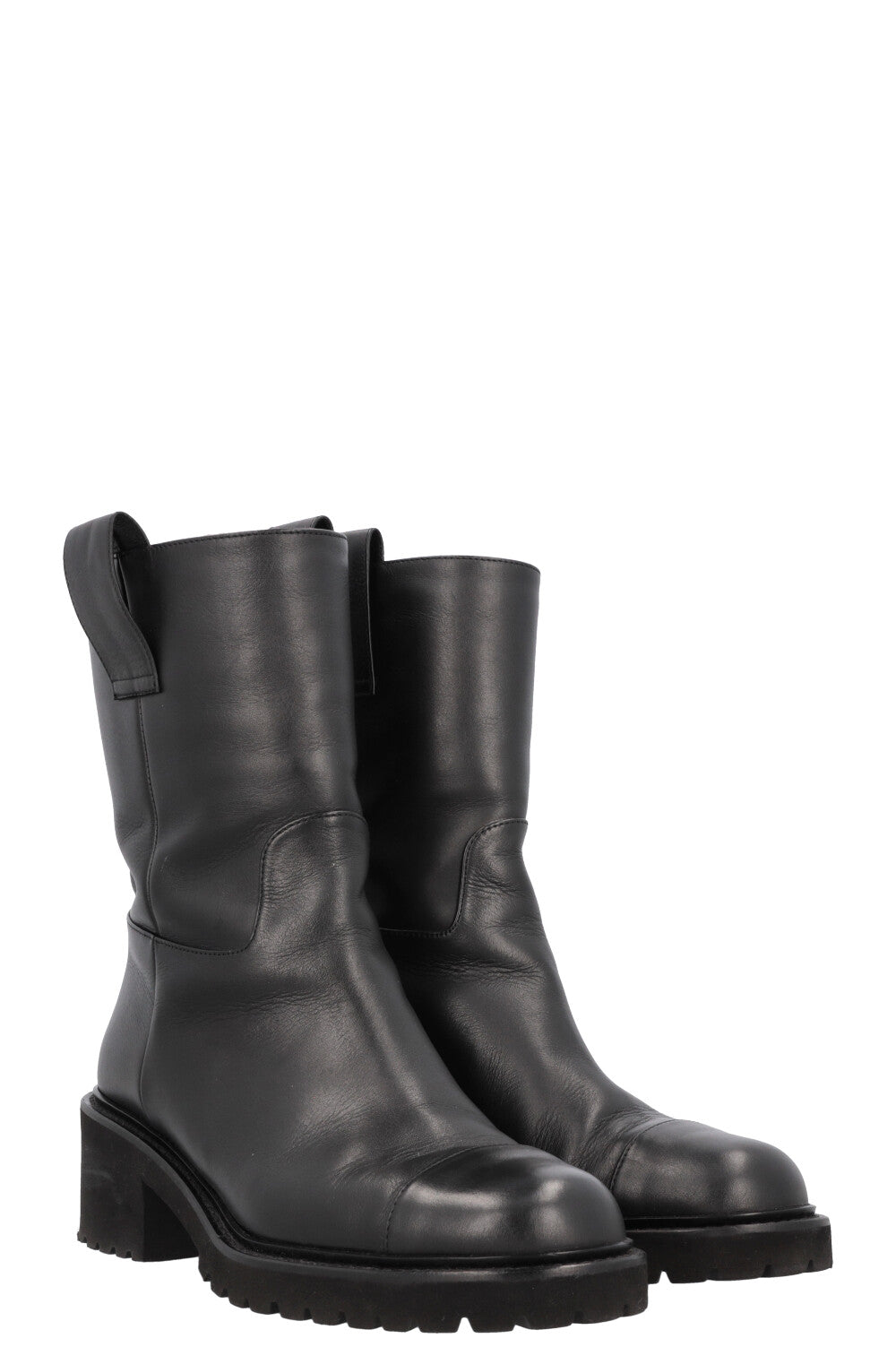 CHANEL CC Boots Leather Black