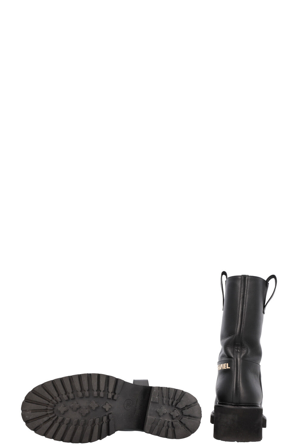 CHANEL CC Boots Leather Black