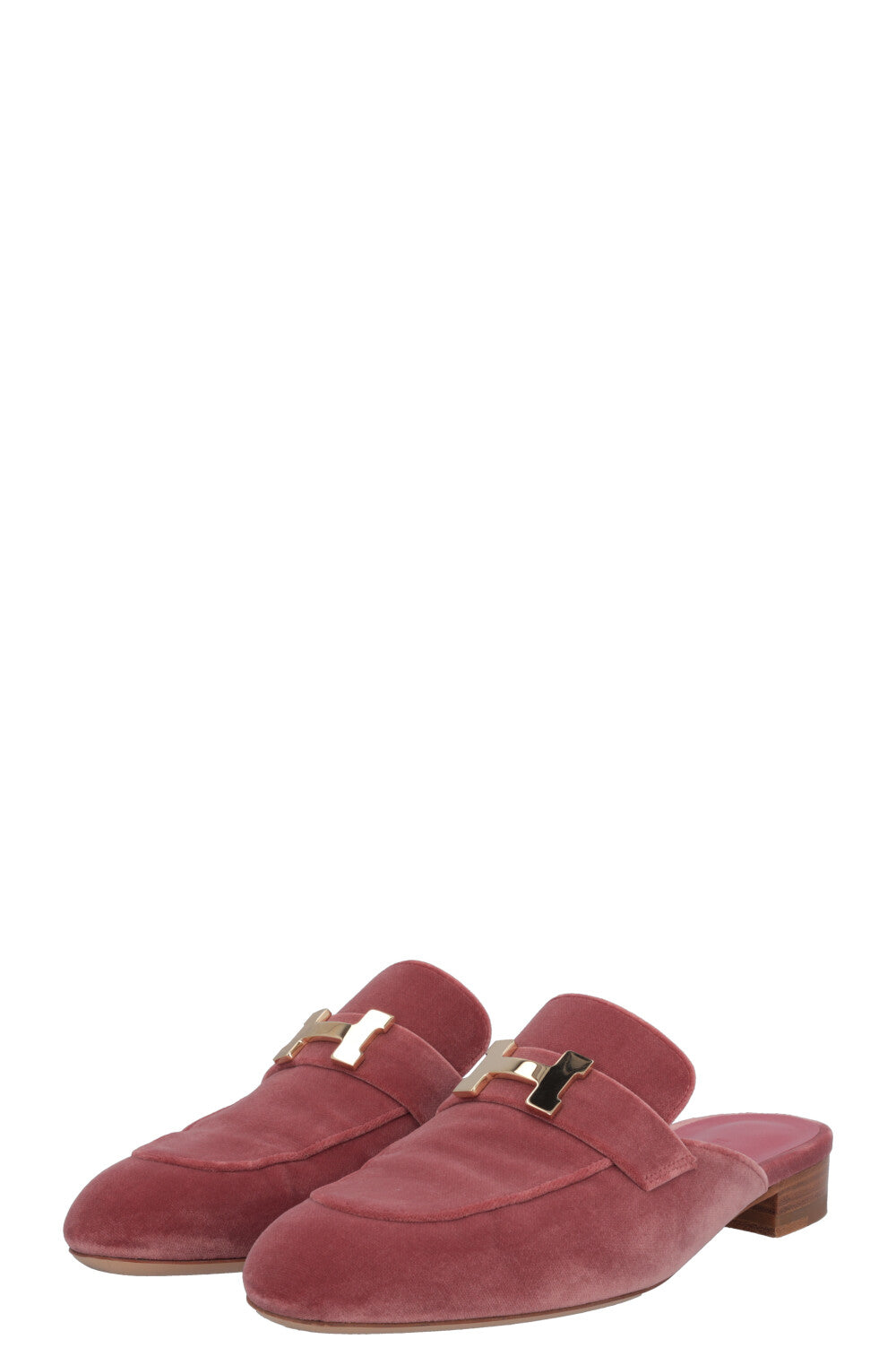 HERMÈS Paris Mules Velours Rose