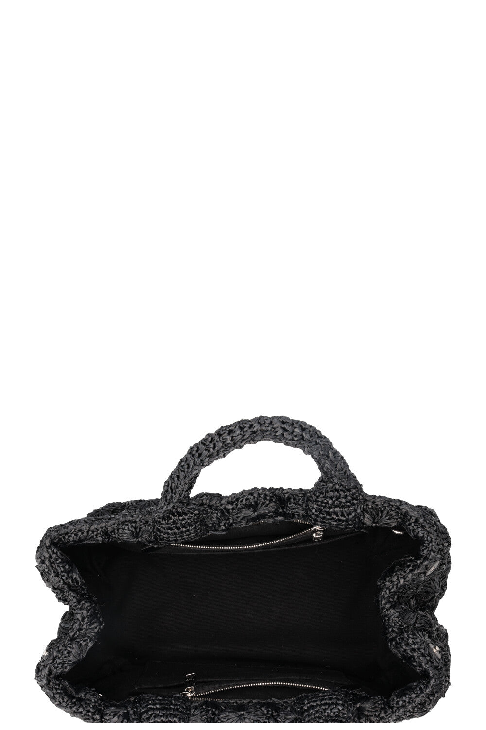 PRADA Canapa Crochet Tote Bag Black