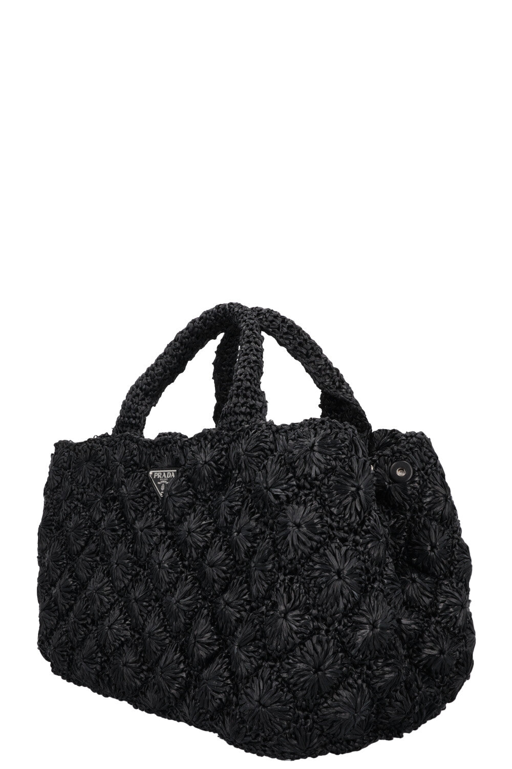 PRADA Canapa Crochet Tote Bag Black