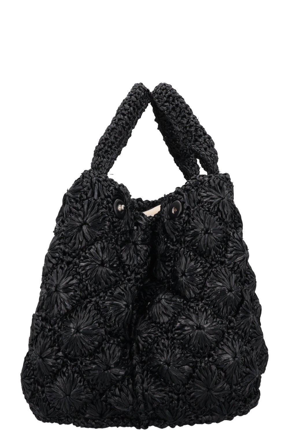 PRADA Canapa Crochet Tote Bag Black