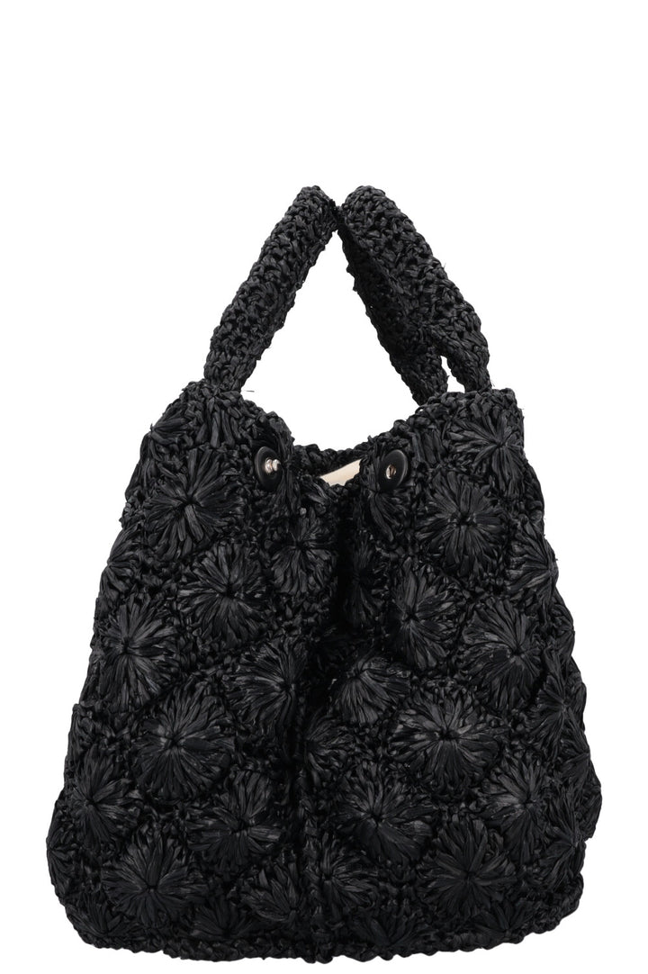 PRADA Canapa Crochet Tote Bag Black