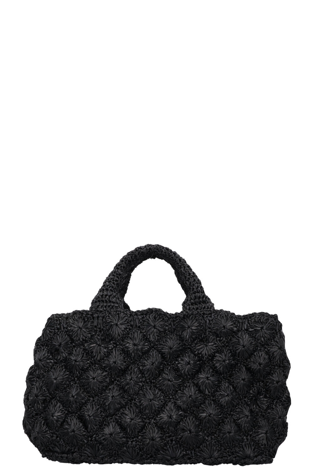 PRADA Canapa Crochet Tote Bag Black