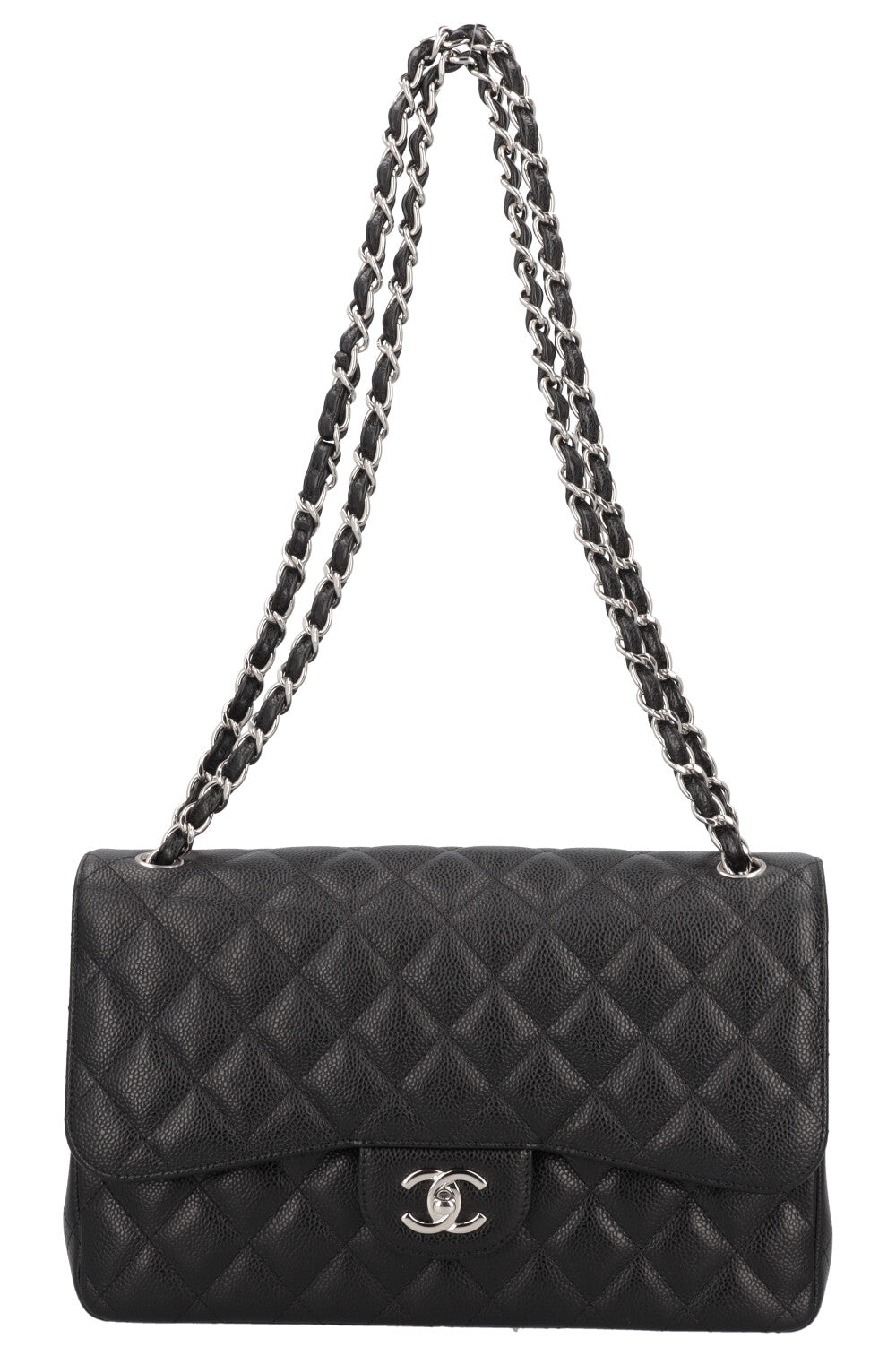 CHANEL Classic Double Flap Bag Large Caviar Leather Black