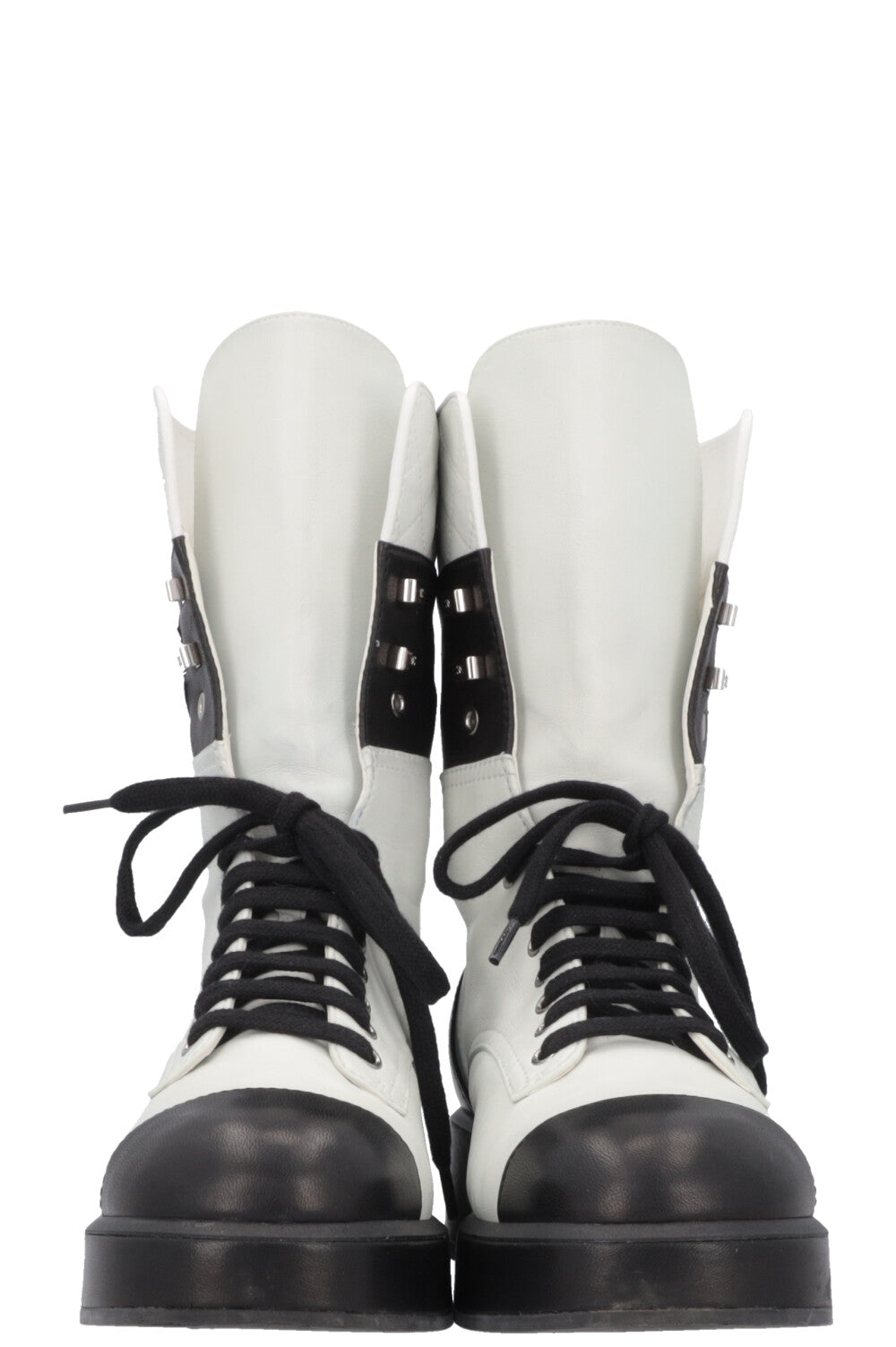 CHANEL CC Boots Black White