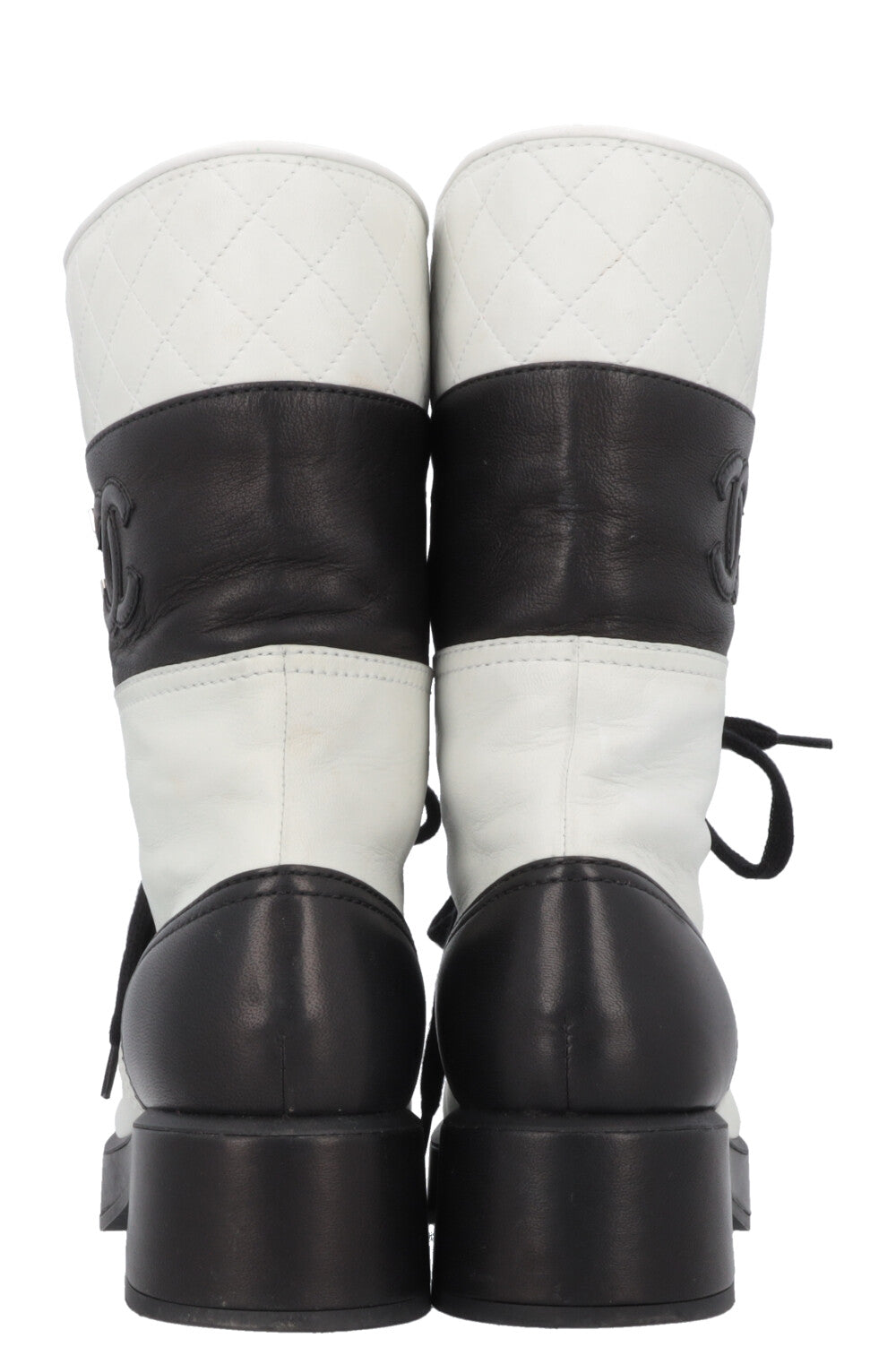 CHANEL CC Boots Black Light Grey