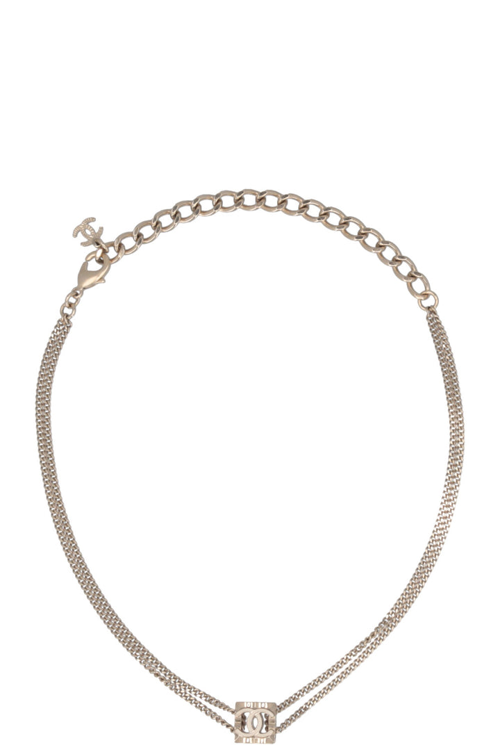 CHANEL Necklace CC Cube Silver