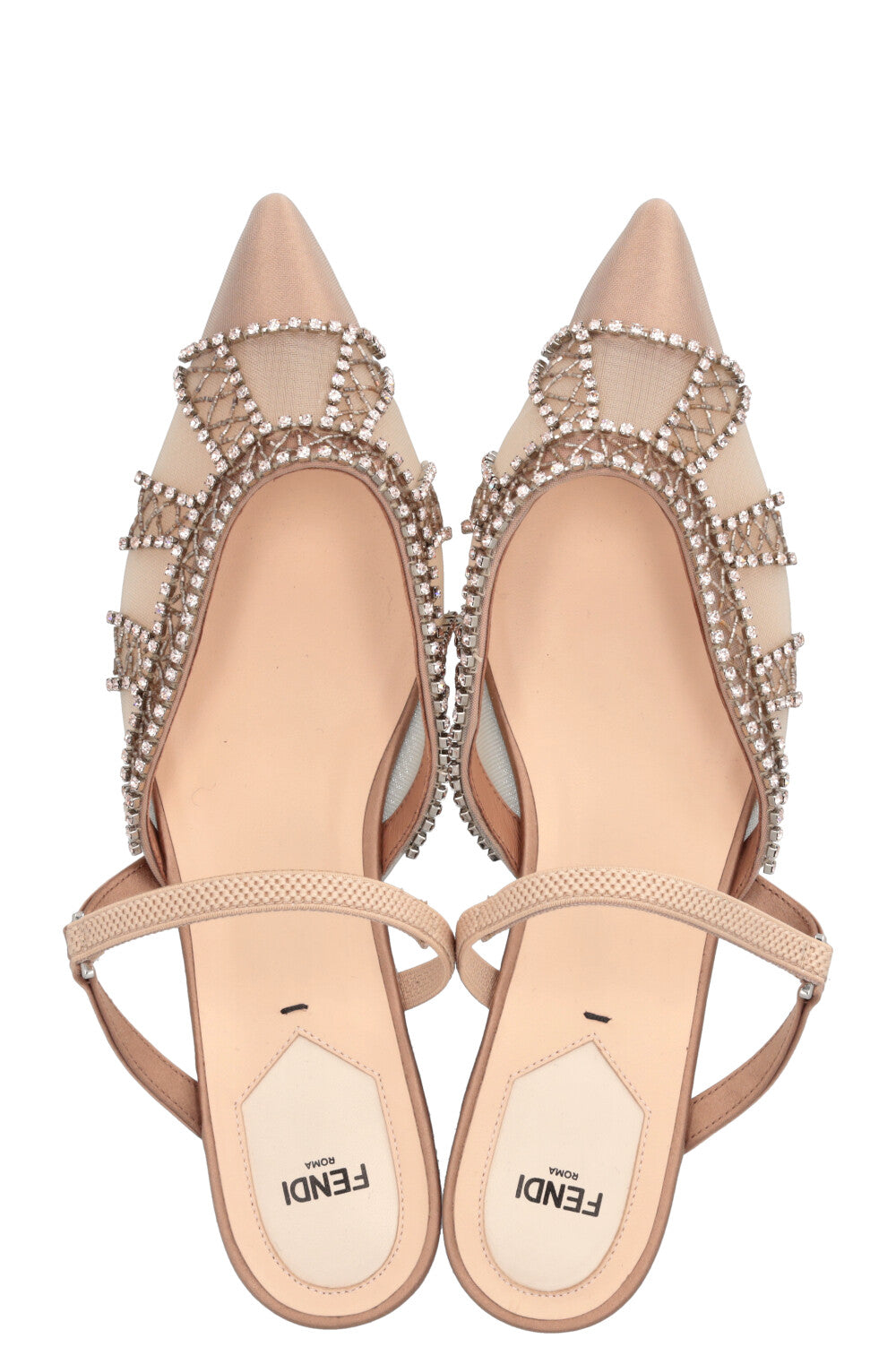 FENDI Micromesh Crystal Flats Nude