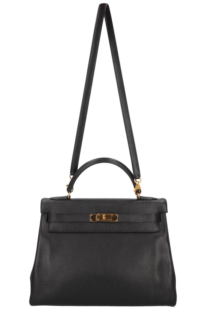 HERMÈS Kelly 32 Vache Ardennes Black