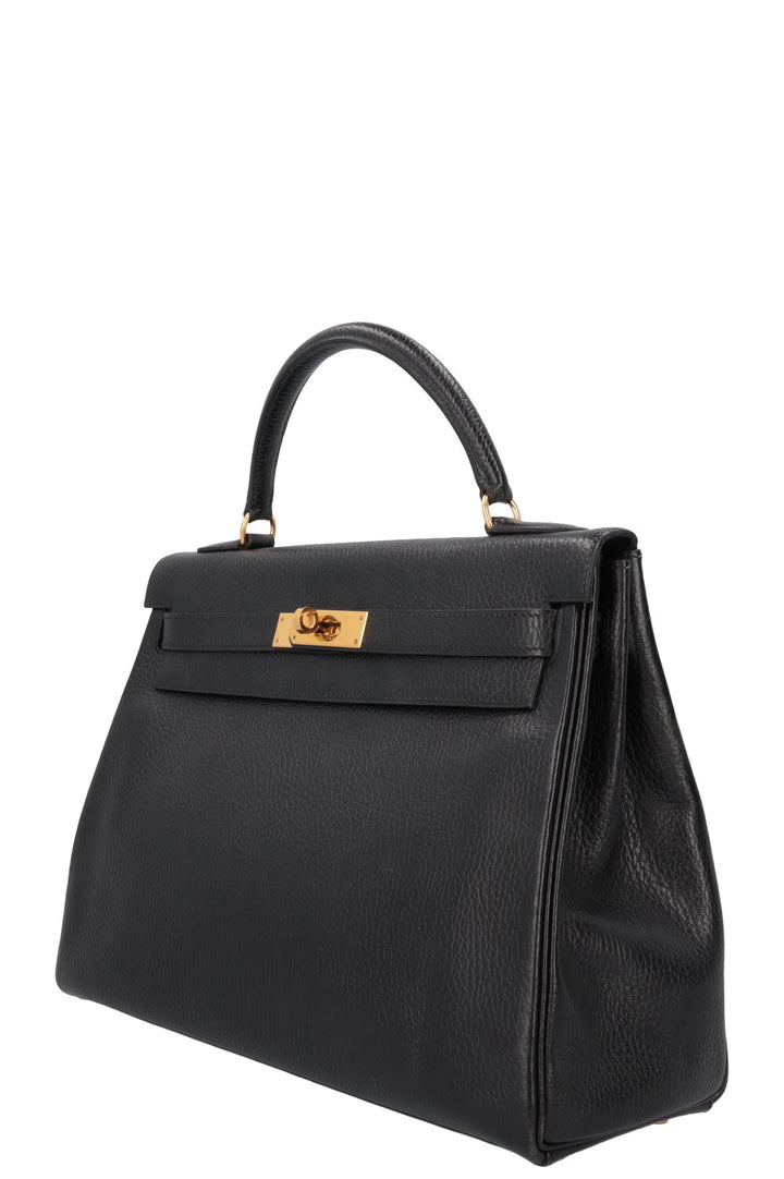 HERMÈS Kelly 32 Vache Ardennes Black