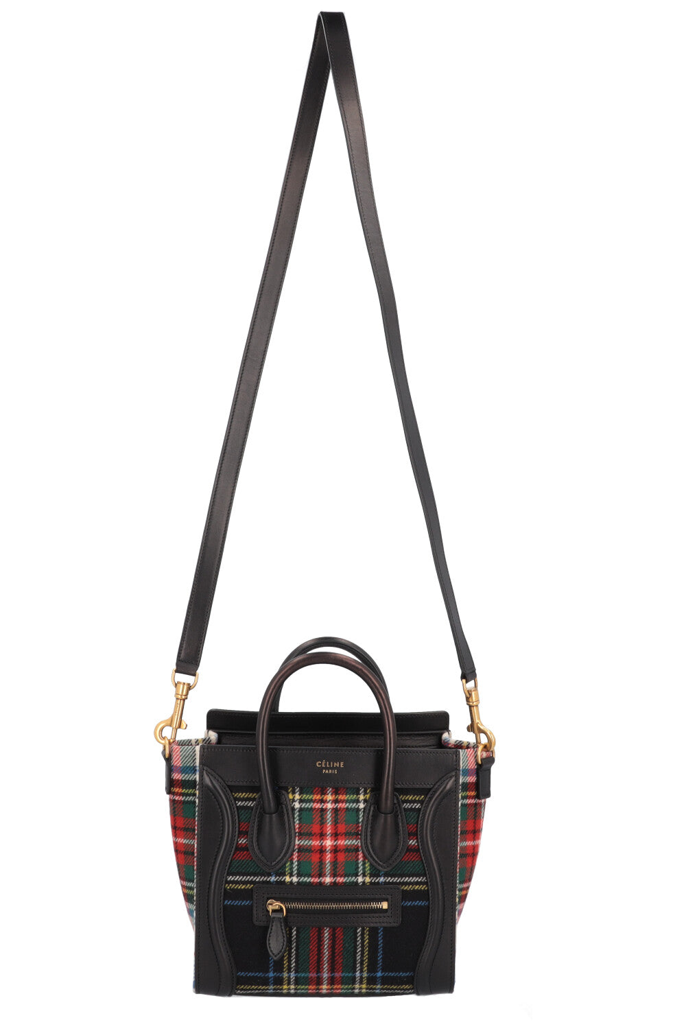 CÉLINE Nano Bagage Tartan Plaid