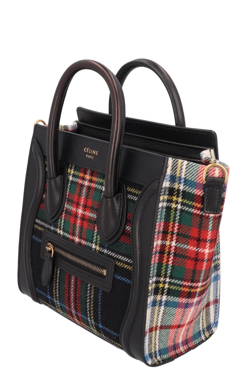 CÉLINE Nano Bagage Tartan Plaid