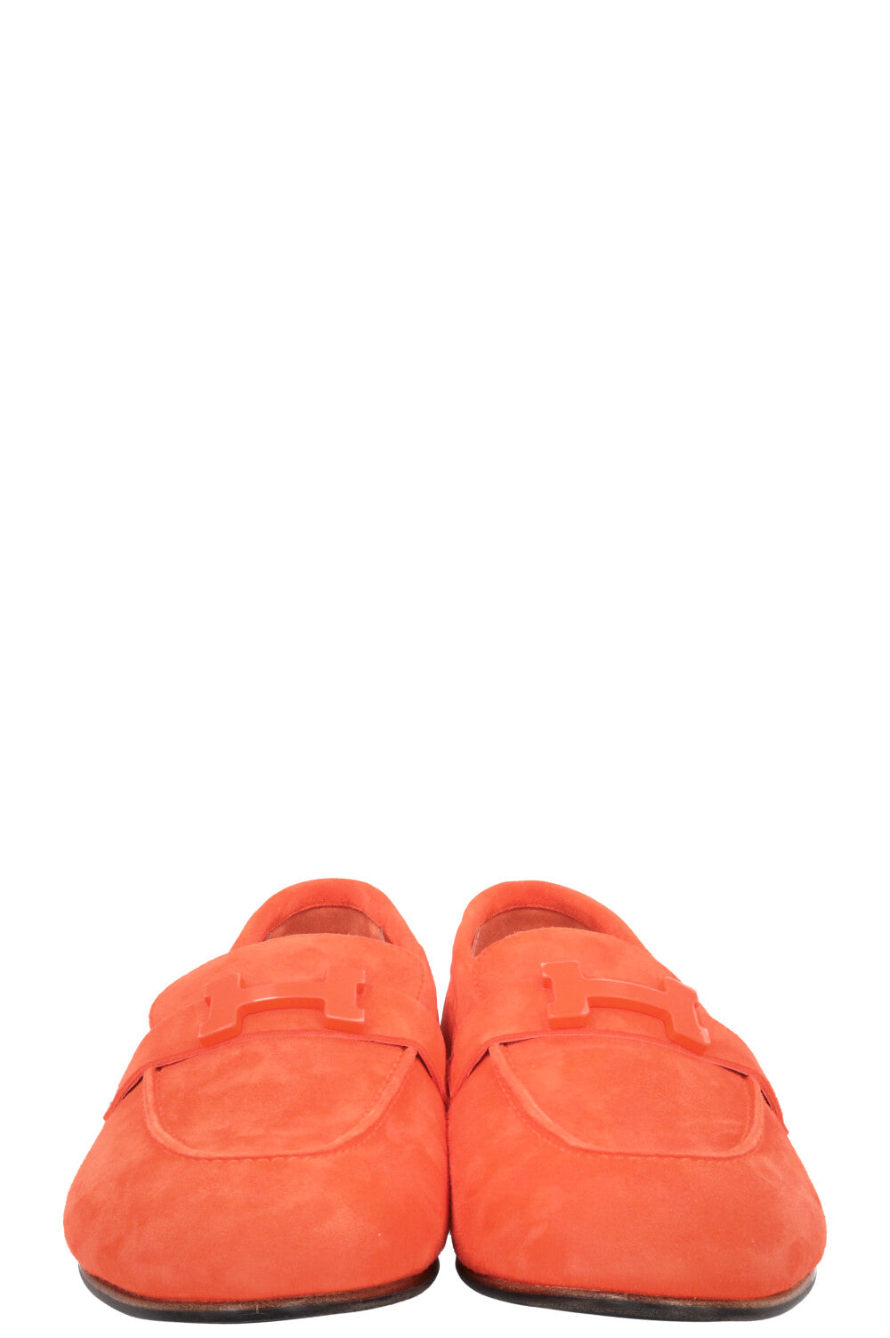 HERMÈS Paris Flats Suede Orange Synthétique